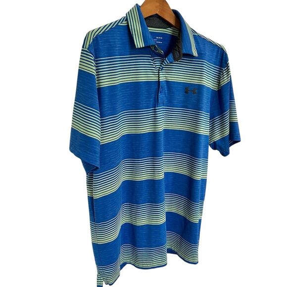 Under Armour‎ Blue and Green Striped Polo Shirt - Picture 2 of 6